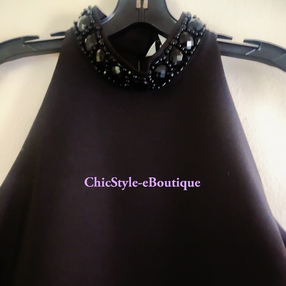 H&M BUBBLE-HEM Dress Bead-embellished Neck H&M Edition Black BNWT - Picture 6 of 7